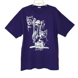 ANVIL short sleeve purple with Yorkshire Terrier purple white T-shirt Kibbell XL